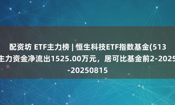 配资坊 ETF主力榜 | 恒生科技ETF指数基金(513580)主力资金净流出1525.00万元，居可比基金前2-20250815